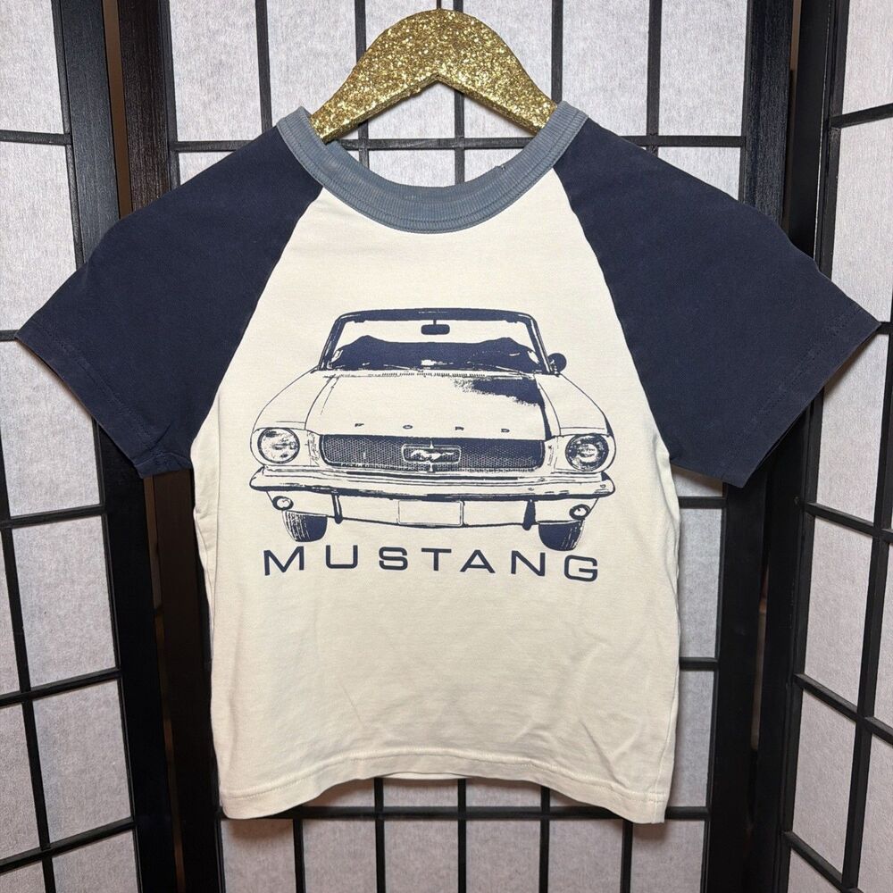 PACSUN MUSTANG Fitted Crop Tee Shirt SIZE-Small
